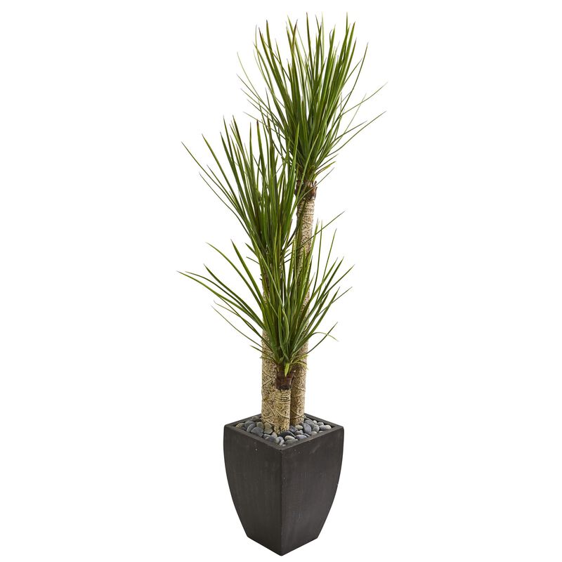Hivvago 63 Inches Yucca Artificial Tree in Black Planter