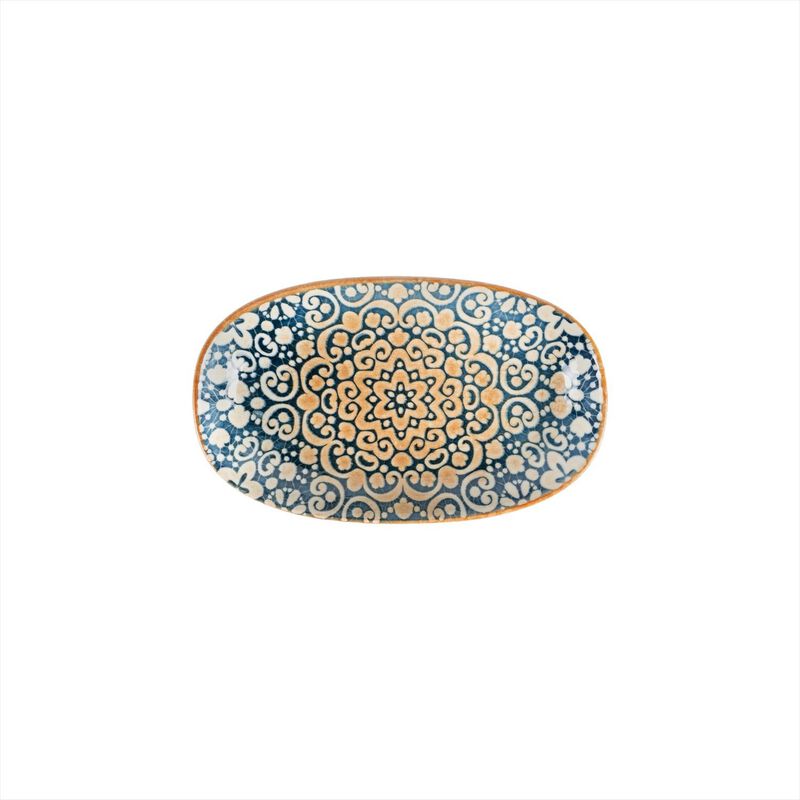 Alhambra 9.5" x 5.5" x h:1.25" Oval Decorated Porcelain Platter (Set of 2)