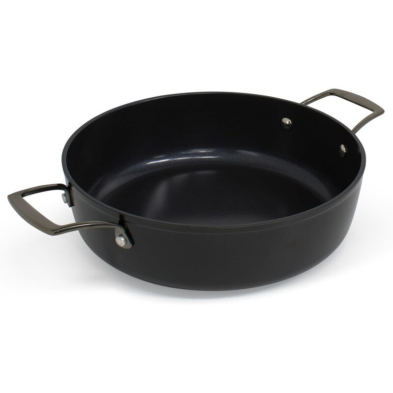 Blu. Cookware 11” Saute Pan with Lid, Non-Toxic, Non-Stick Ceramic, PFA/PFOA-Free Pan, Suitable for All Cooktops, Includes Cleaning Bamboo Brush