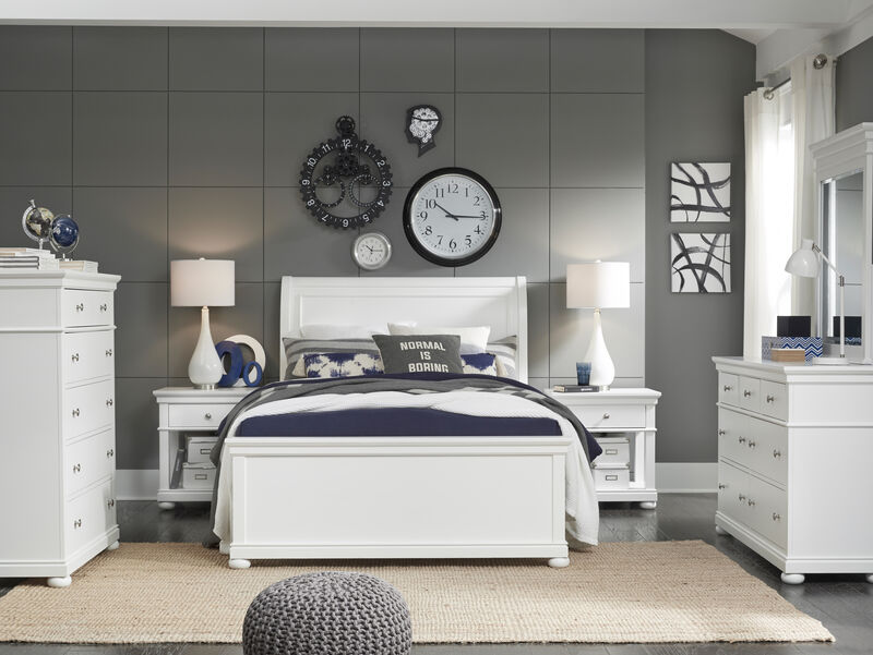 Canterbury Twin Sleigh Bed in White