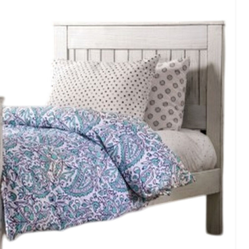 Waly Queen Bed, Farmhouse Plank Design, Classic White Solid Pine Wood - Benzara