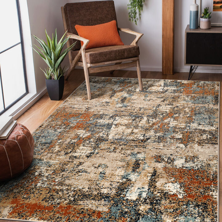 Allure Clovis Orange Abstract Area Rug 7'9"x9'9"