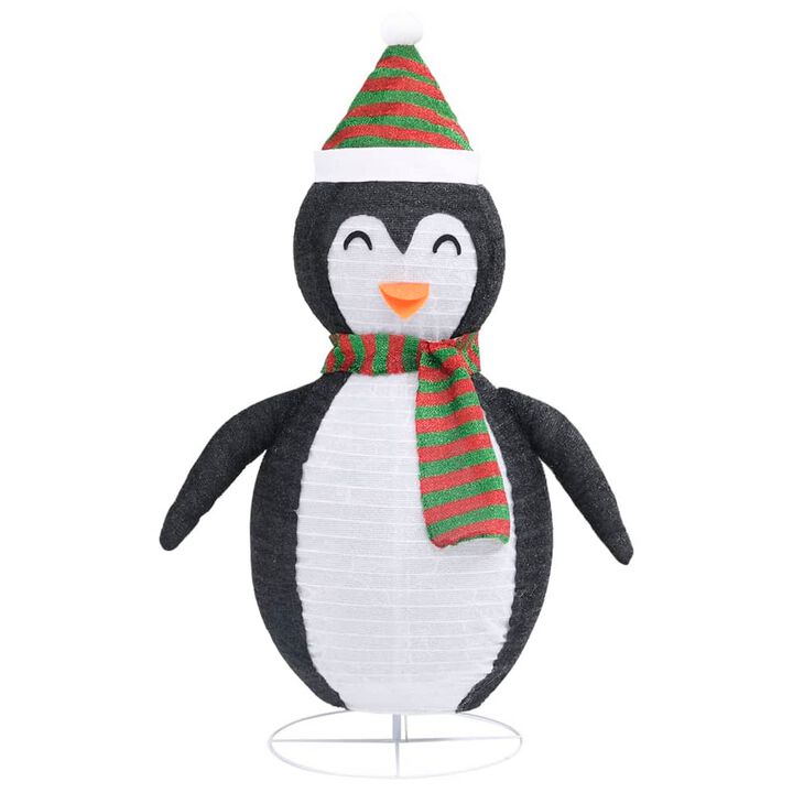 Mani Christmas Decor 4 ft Snow Penguin, 120 LED Light, White and Black - Benzara