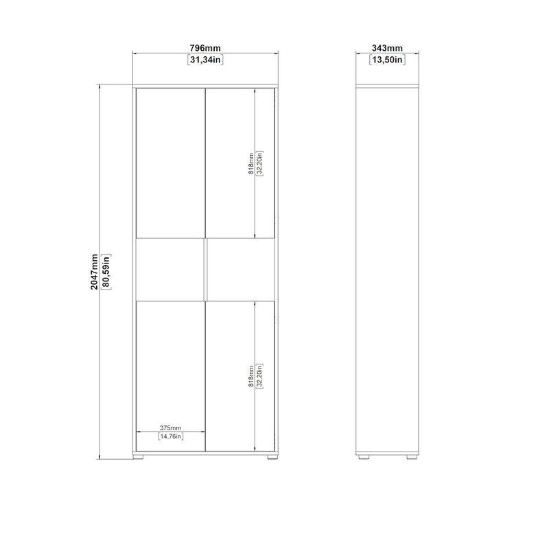 Tvilum 6 Shelf Boockase with 4 Doors, Home Office Storage