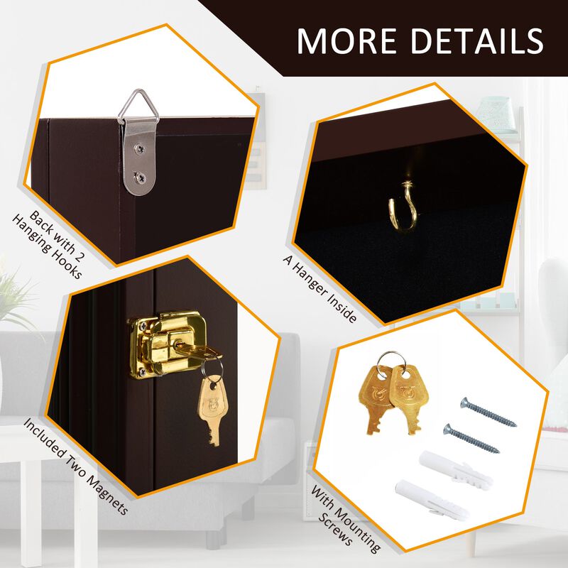 Compact Jersey Showcase: 35"x26" Cherry Brown UV-Resistant Display Case