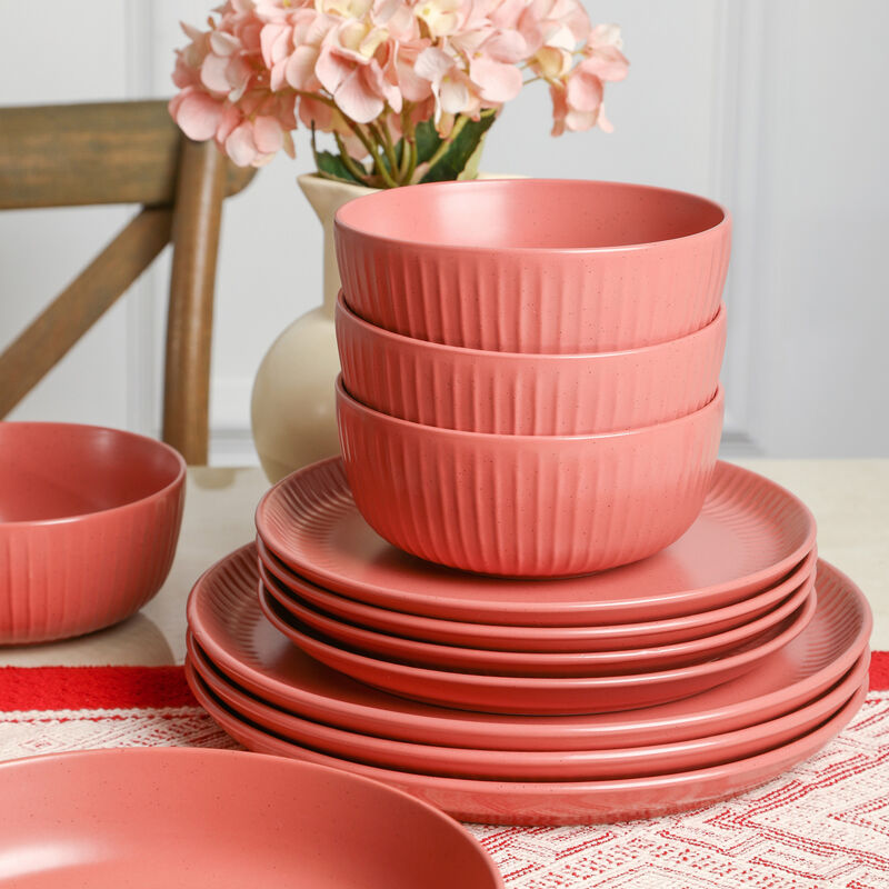 Stone Lain Logan Stoneware 16 Piece Dinnerware Set with Pasta Bowls