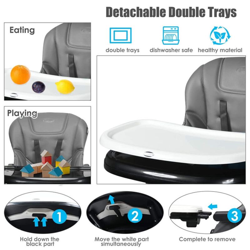 Hivvago 4-in-1 High Chair Booster Seat with Adjustable Height and Recline