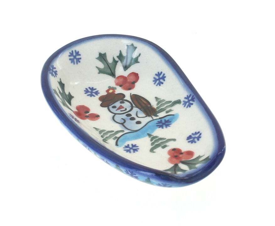 Blue Rose Polish Pottery Small Spoon Rest
