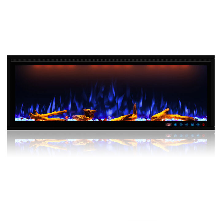 MONDAWE 50" Wall Mounted Embedded Electric Fireplace, 60Hz, 110-120 Volt, 1500W, With Overheat Protection Device