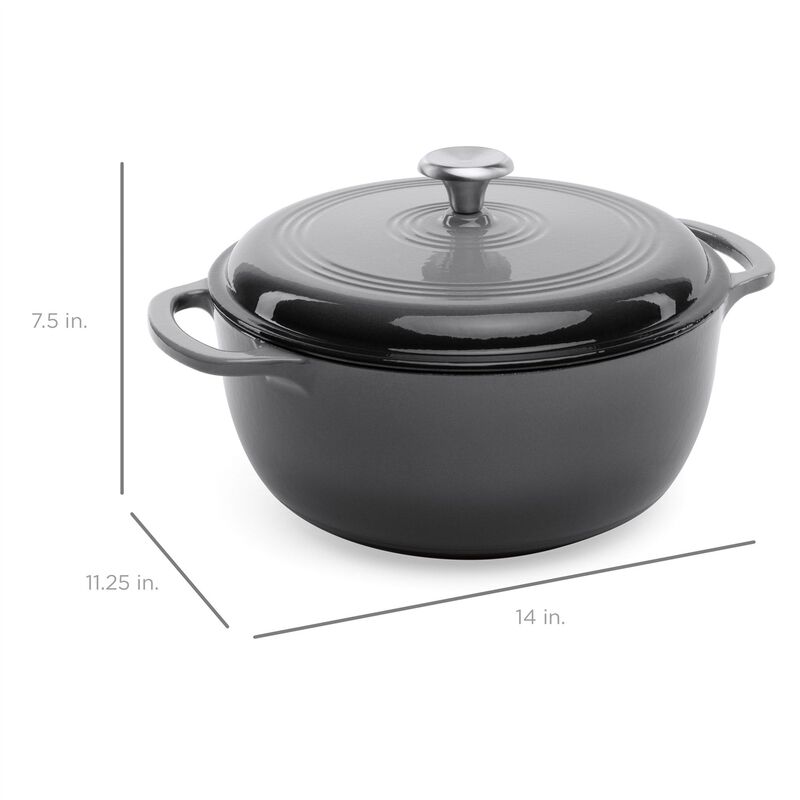 QuikFurn 6 Quart Large Cast-Iron Dutch Oven Kitchen Cookware