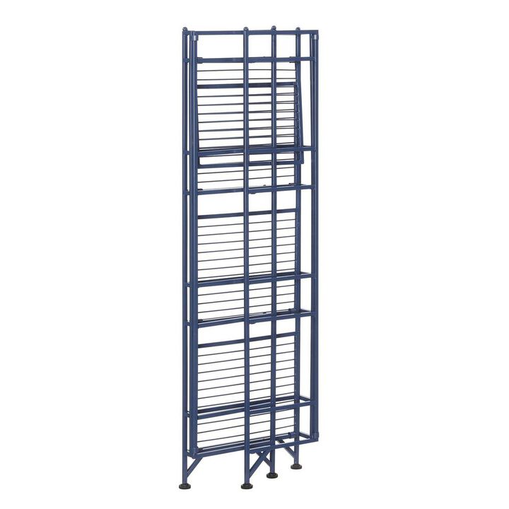 Convenience Concepts Xtra Storage 4 Tier Folding Metal Shelf Cobalt Blue