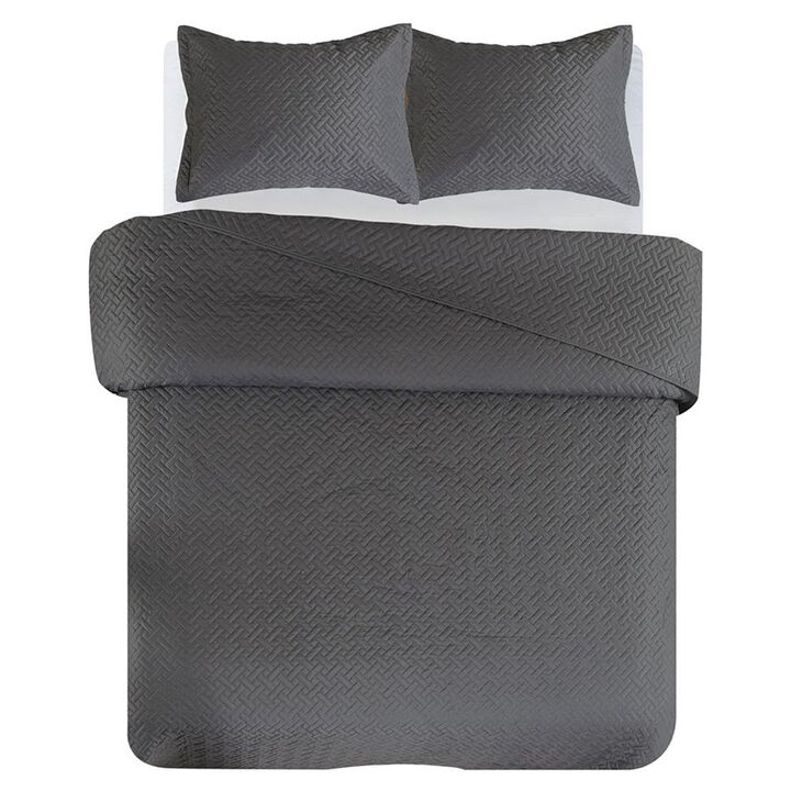 Legacy Decor 3 PCS Squared Stitched Pinsonic Reversible Lightweight All Season Bedspread Quilt Coverlet Oversized, Queen Size, Navy Color