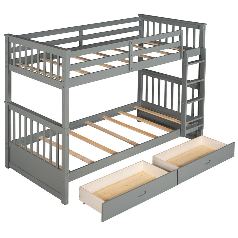 Merax Bunk Bed with Ladders and 2 Storage Drawers