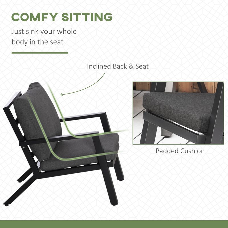 Black Backyard Chat: 4-Piece Patio Set with Cushioned Seating
