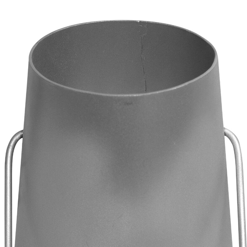 Ambient 12 Inch Vintage Style Iron Candle Stand Lantern, Sleek Curved Handle, Metallic Silver-Benzara