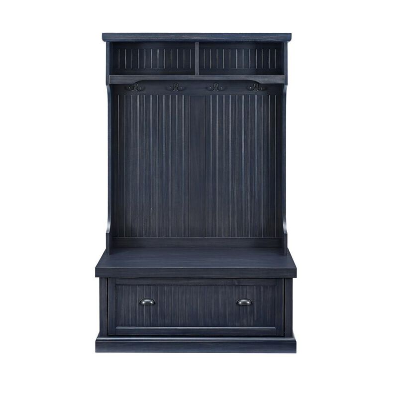 Crosley Furniture Seaside Hall Tree Distressed Navy