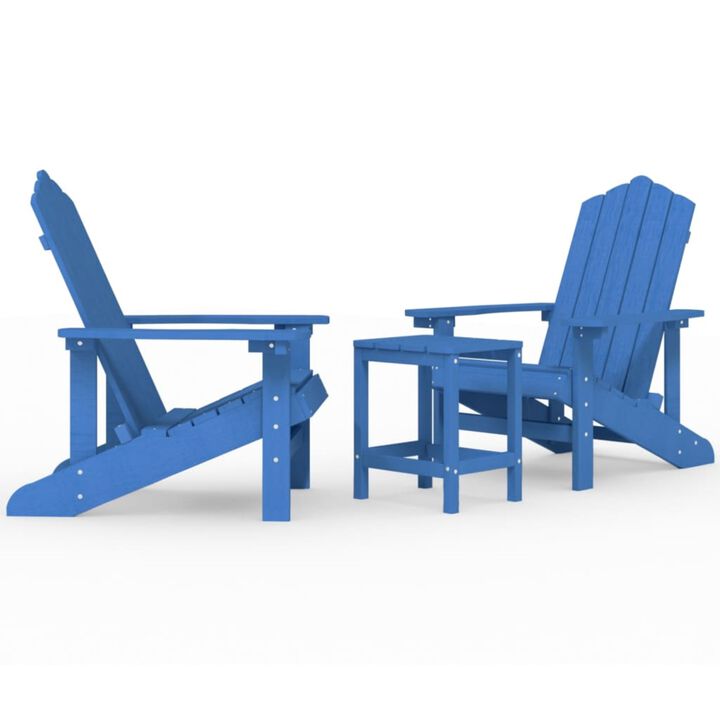vidaXL Adirondack Chair, Outdoor Adirondack Chair with Table for Patio, Lawn Chair for Outdoor Porch Garden Backyard Deck, HDPE Aqua Blue