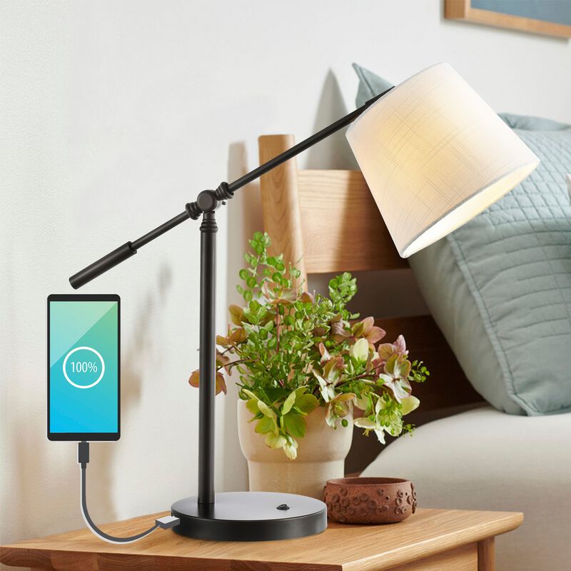 Troy Classic Contemporary Iron LED Task Lamp with USB Charging Port