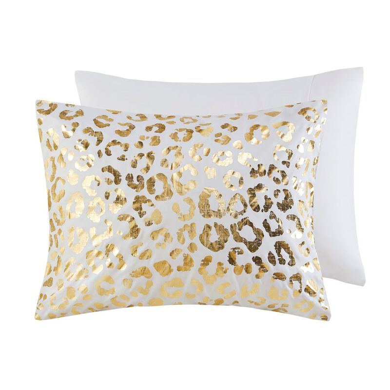 Gracie Mills Amos Gold Leopard Metallic Duvet Cover Set