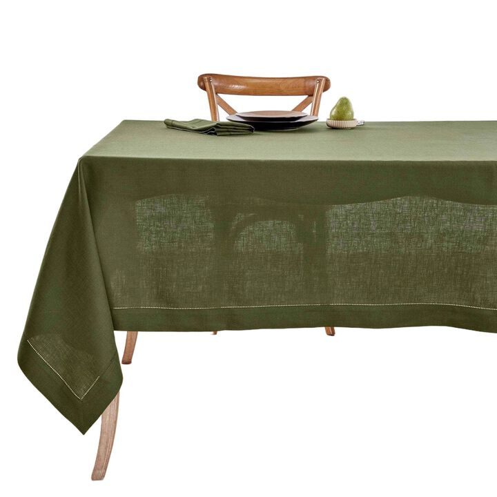 Solino Home 100% Pure Linen Tablecloth | Classic Hemstitch