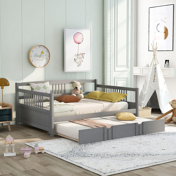 Merax Daybed Wood Bed with Twin Size Trundle