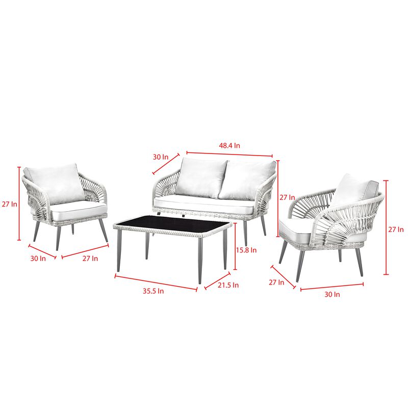 Inspired Home Arsema  Outdoor 4pc Seating Group
