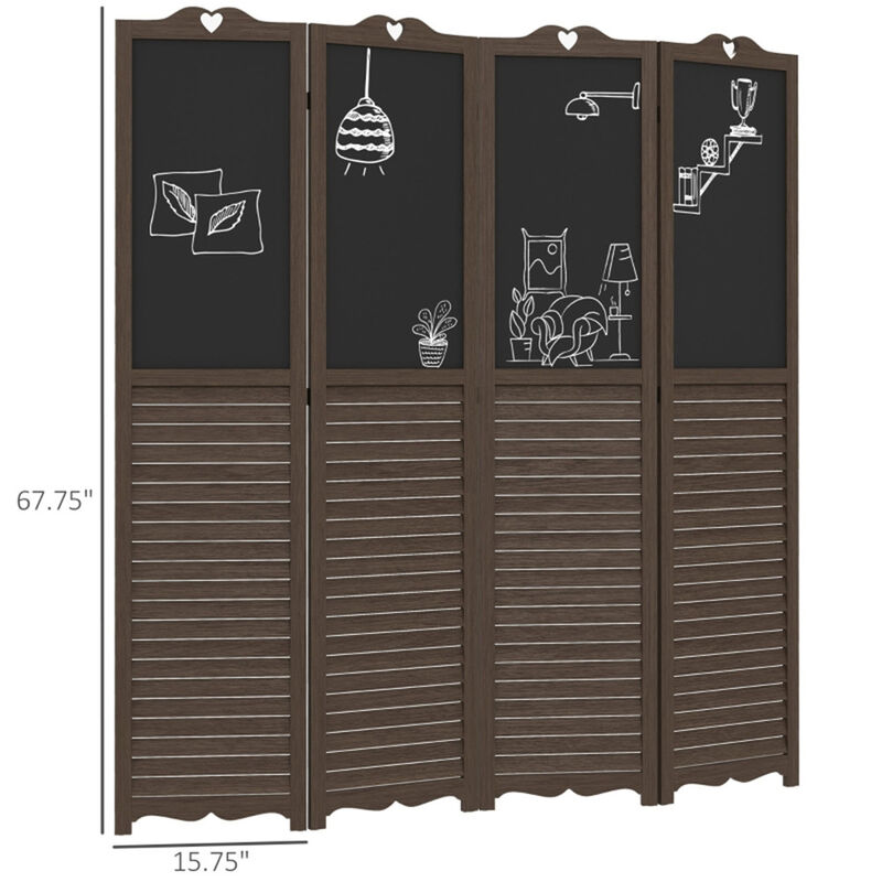 Wooden Privacy Screen Decorative Room Separator with Louvered Panels