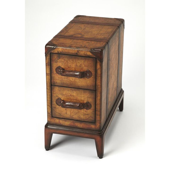 Butler Specialty Company Vasco Old World Map Side Table, Medium Brown