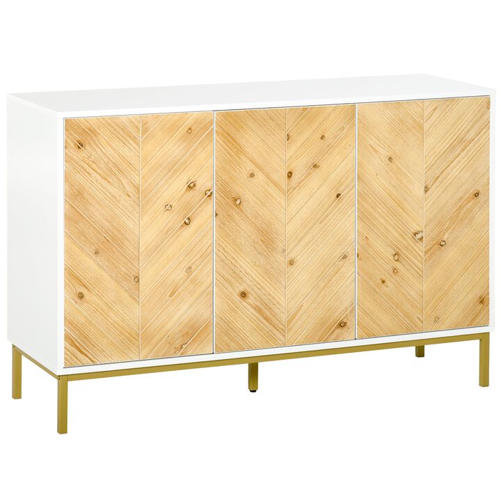 Natural Wood Storage: Accent Sideboard with Chevron Pattern Doors