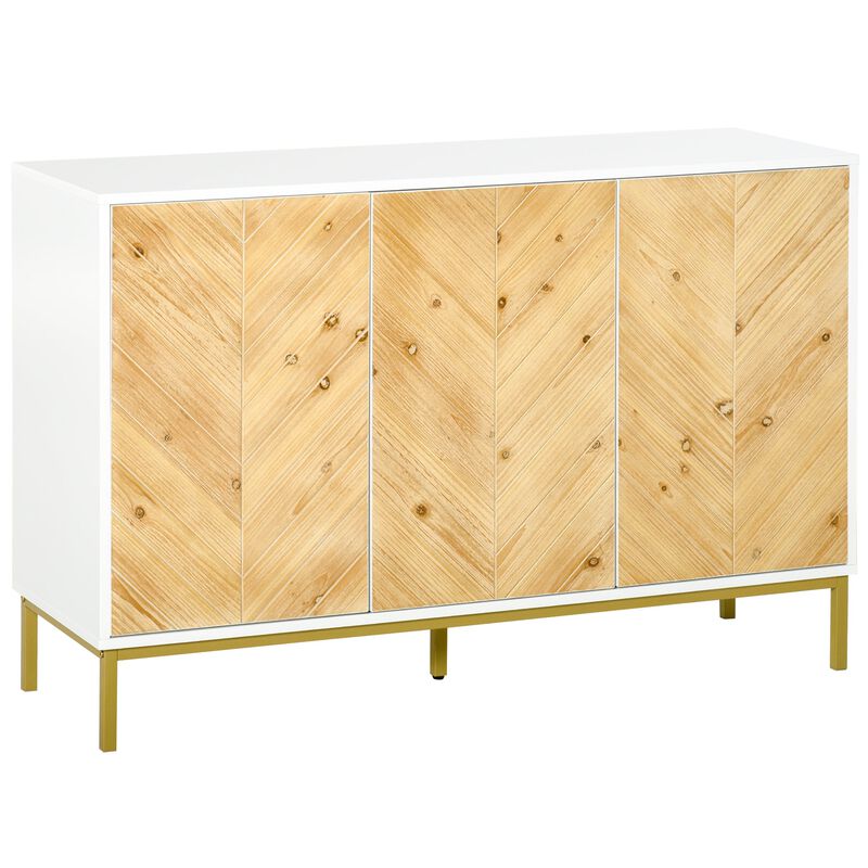 Natural Wood Storage: Accent Sideboard with Chevron Pattern Doors
