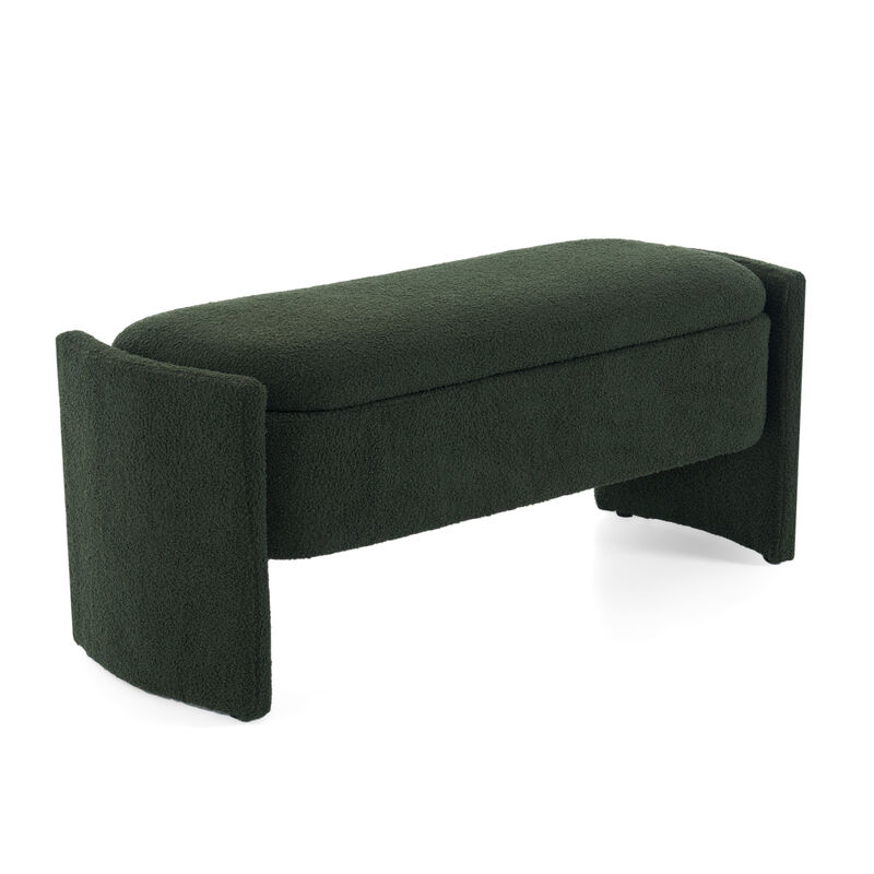 Merax Elegant Boucle Fabric Storage Ottoman Bench