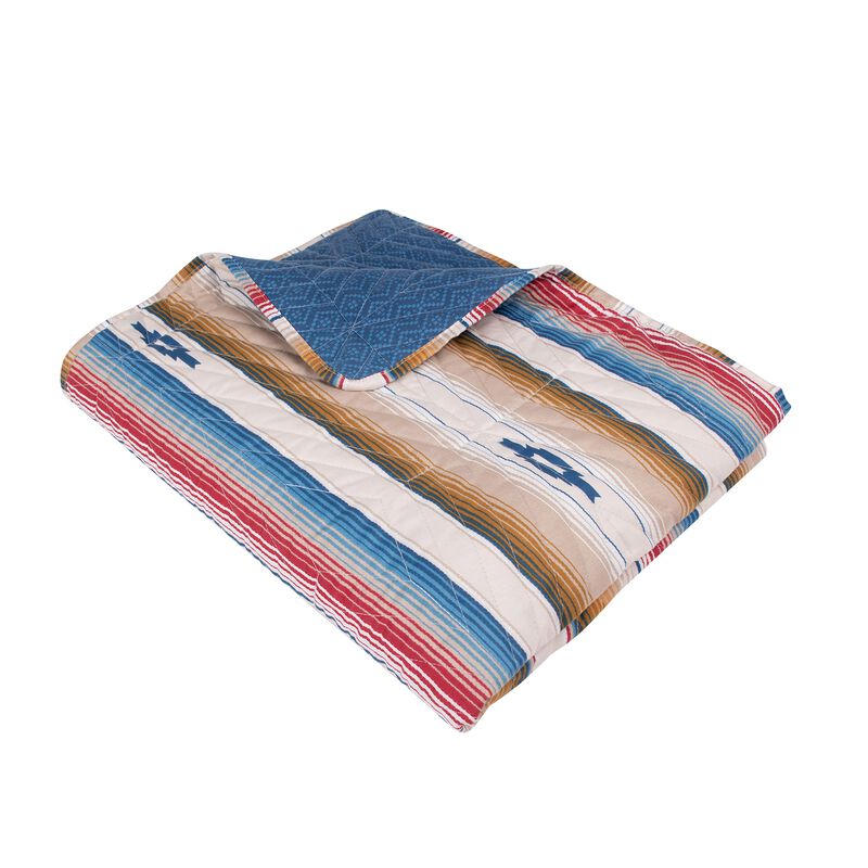 Rey 50 x 60 Quilted Throw Blanket, Ivory Multicolor Stripes Chevron Print
