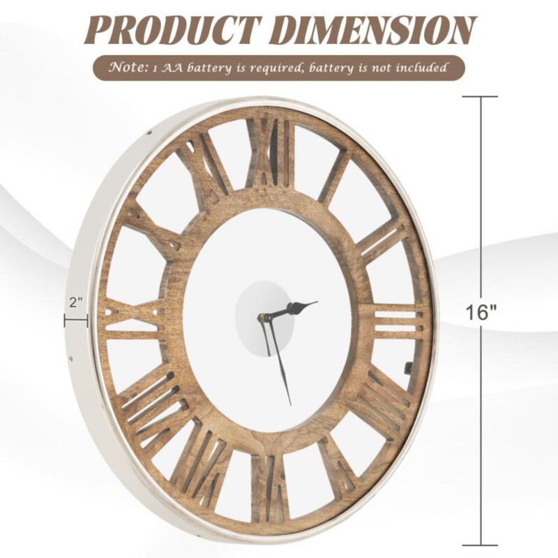 Hivvago 16 / 20 Inch Silent Wall Clock with Classic Frame and Classic Roman Number
