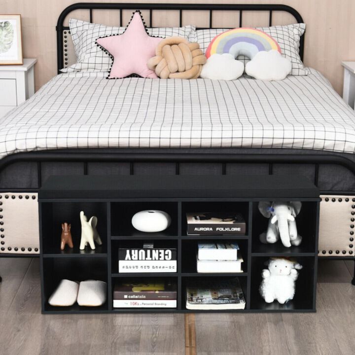 Hivvago 10-Cube Organizer Shoe Storage Bench with Cushion for Entryway