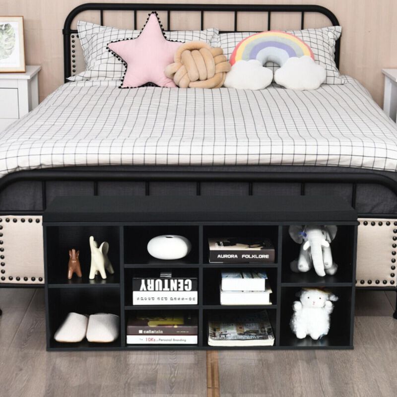 Hivvago 10-Cube Organizer Shoe Storage Bench with Cushion for Entryway