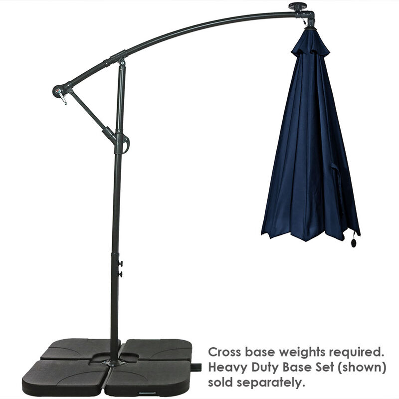 Sunnydaze 10 ft Solar Offset Steel Patio Umbrella with Crank