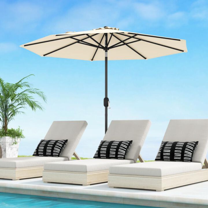 Hivvago 9 FT Outdoor Market Patio Table Umbrella Push Button Tilt Crank Lift