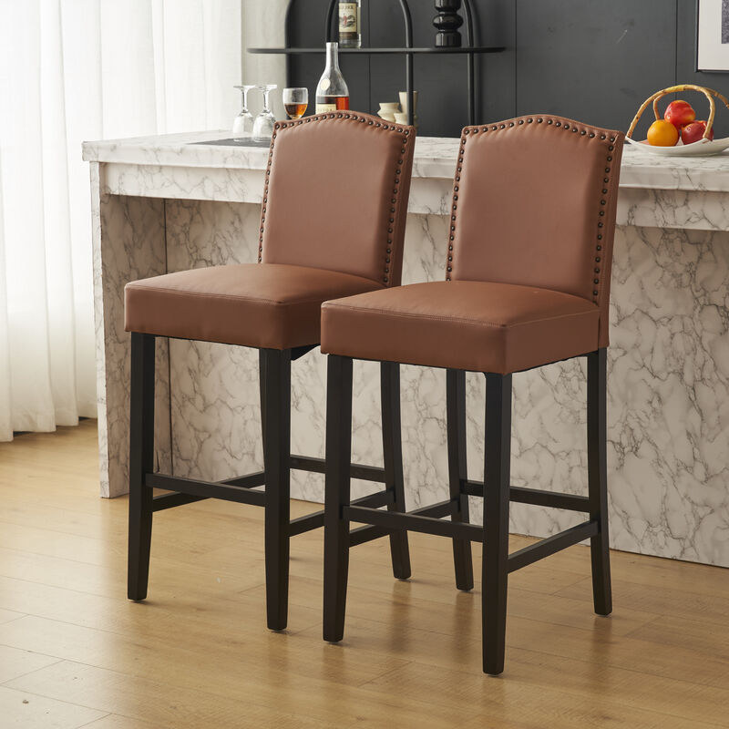 Merax Counter Height Upholstered Bar Stools 2PCS