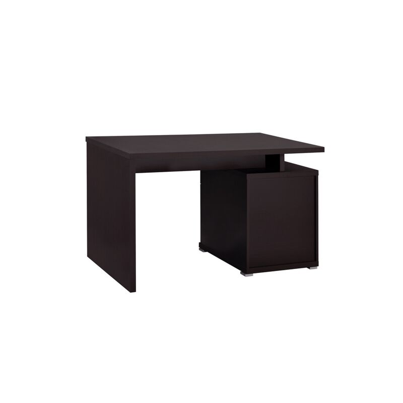 Wooden Contemporary Desk with Cabinet, Brown-Benzara