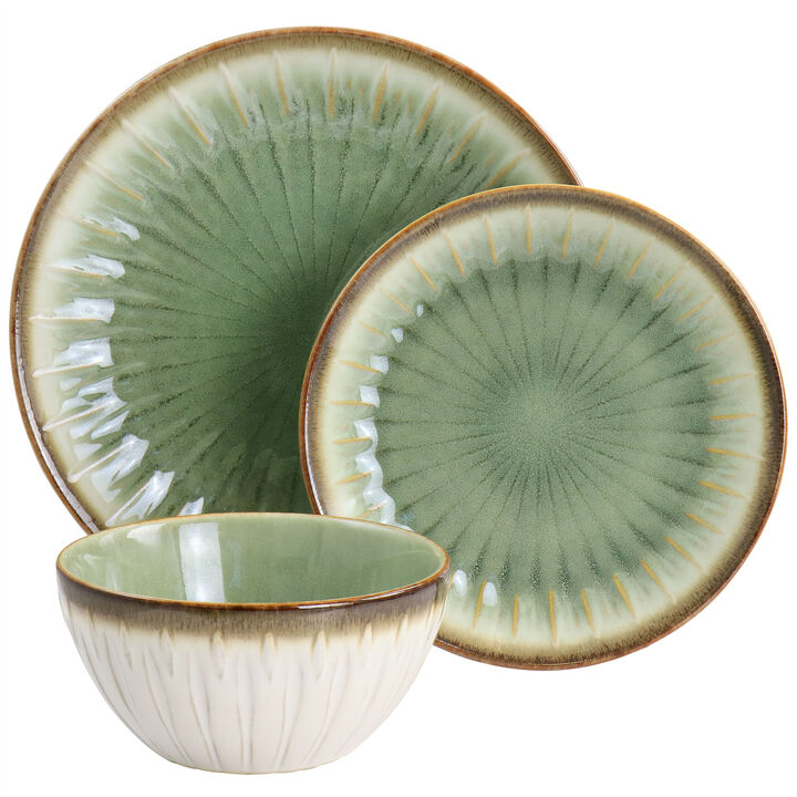Gibson Elite Mayfair Bay 12 Piece Stoneware Dinnerware Set in Green
