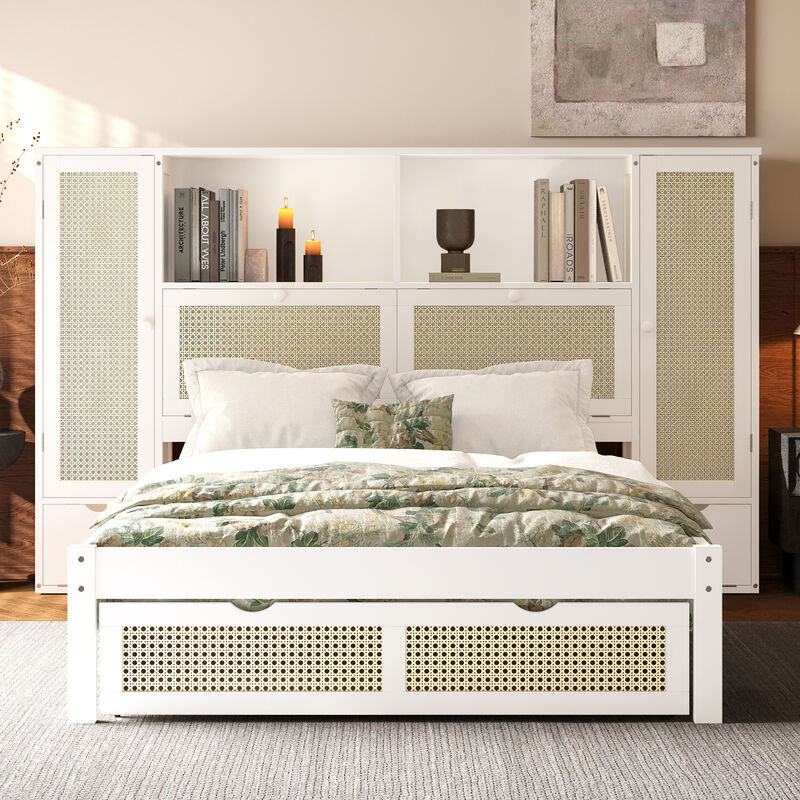 Merax Wooden Platform Bed with Storage Headboard