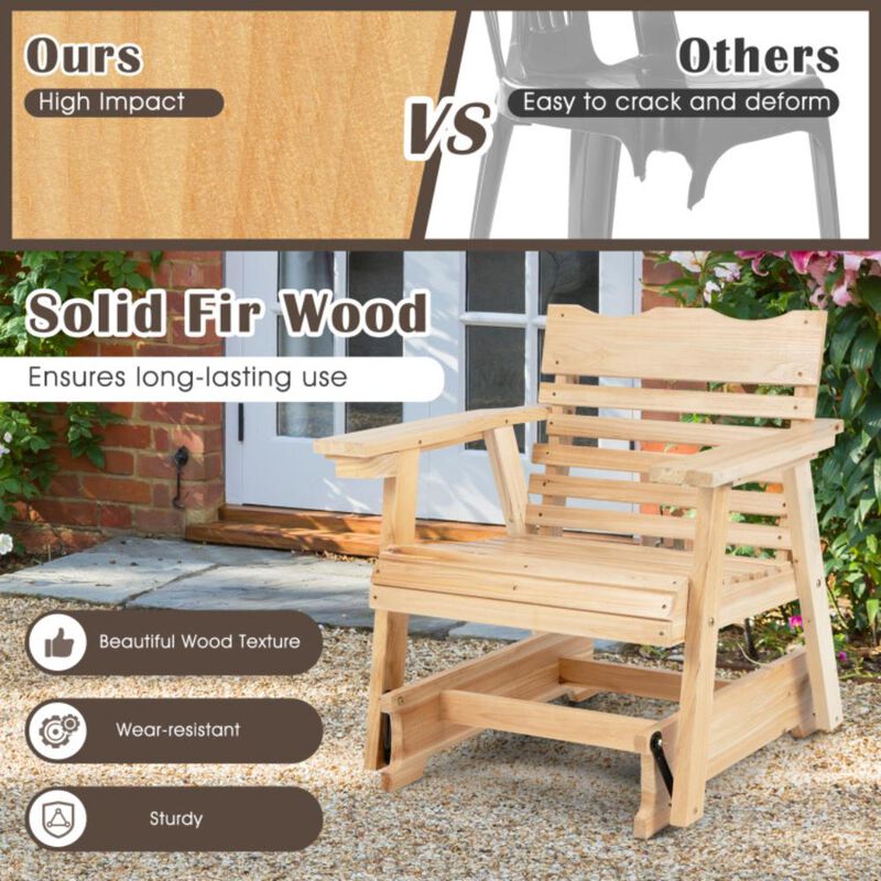 Hivvago Outdoor Wood Rocking Chair with High Back and Widened Armrests