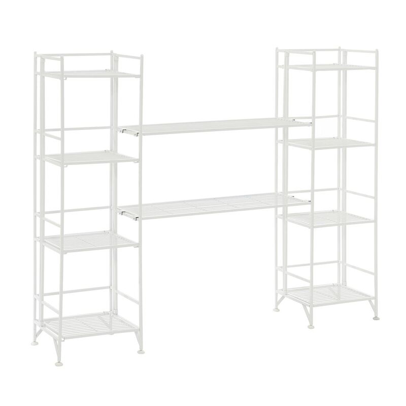 Convenience Concepts Xtra Storage 4 Tier Folding Metal Shelves with Set of 2 Deluxe Extension Shelves