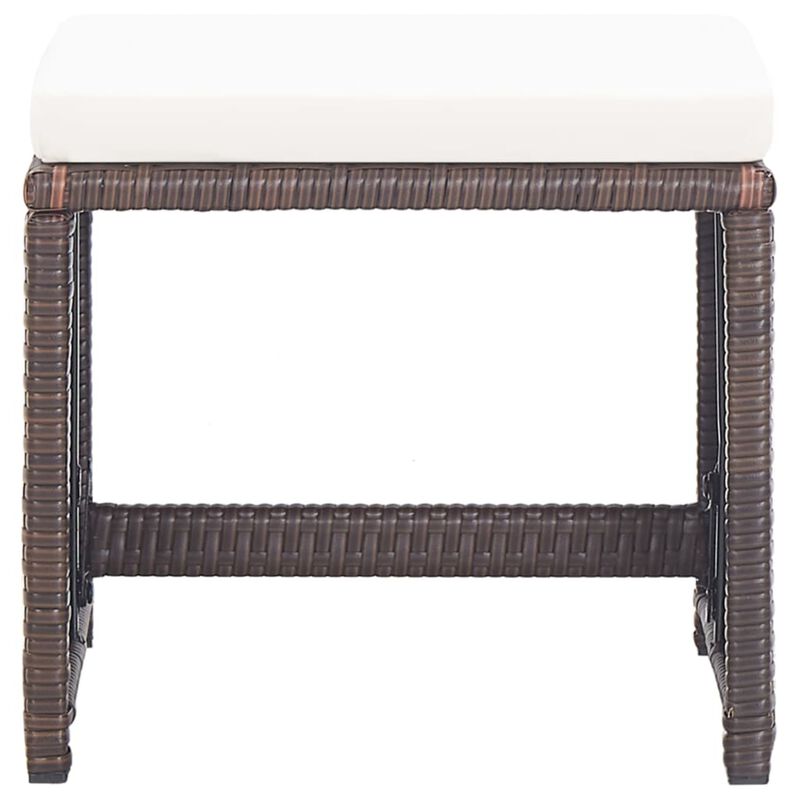 vidaXL Garden Stools 2 pcs with Cushions Poly Rattan Brown
