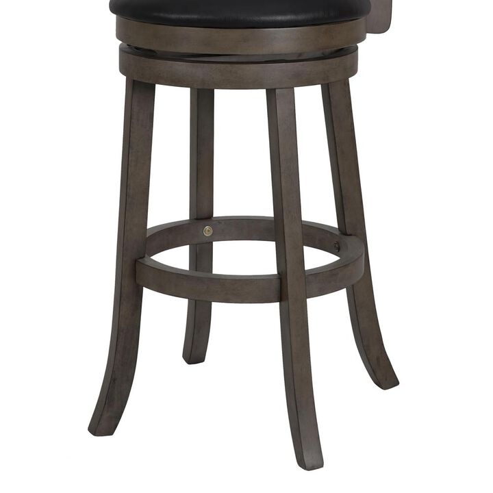 New Classic Furniture New Classic Manchester Gray Wood Swivel Bar Stool with PU Seat (Set of 2)