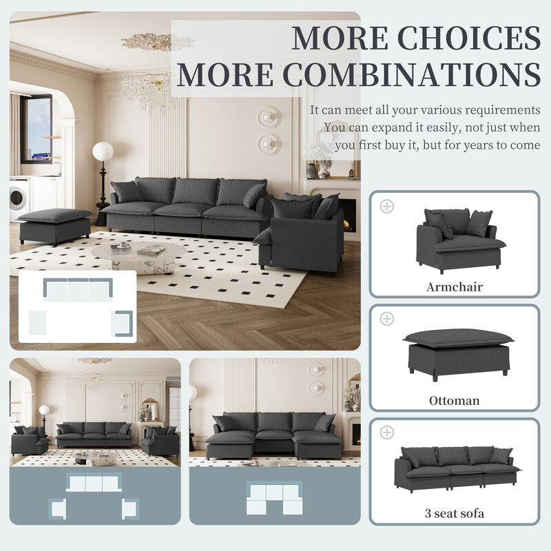 Merax Chenille Sectional Sofa Couch Indoor Furniture Set
