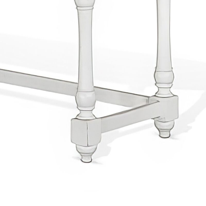 Orso Console Table, 76 Inch Rectangular Brown Top, White Mahogany - Benzara