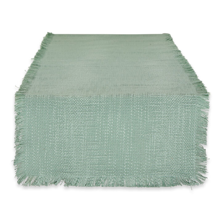 72" Green Solid Basket Fringe Table Runner