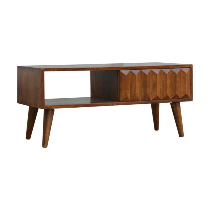 Solid Wood Chestnut Prism Sliding Door Media Unit