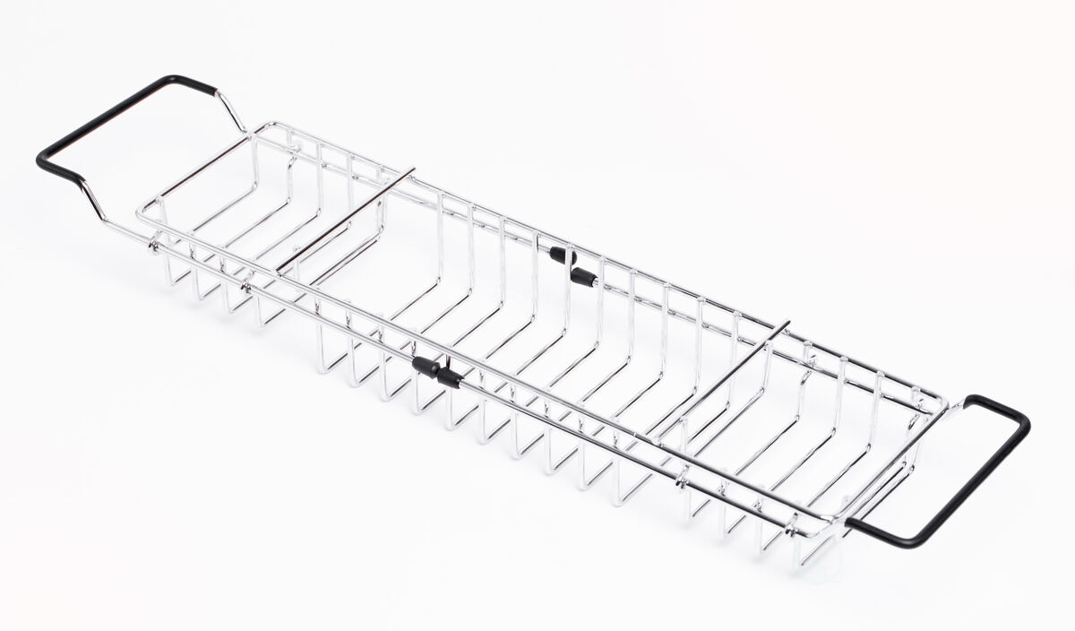 Expandable Metal Bathtub Caddy With, Rubber Handles